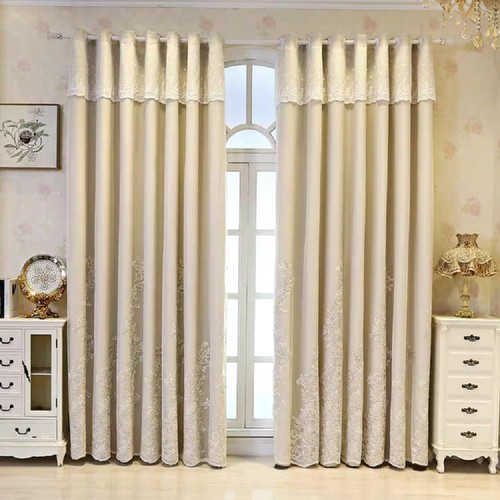 2 Panels Luxury Beige Embroidery Double Layer Curtains for Living Room Europe... - Picture 7 of 7