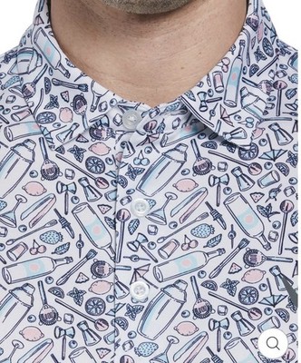 Callaway Opti Dri Tropical Cocktail Martini Print Short Sleeve  Golf Polo Medium