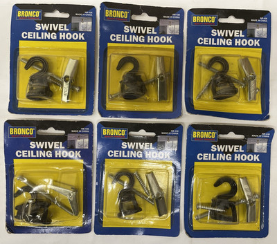 Lot of 6 Bronco Bronze Swivel Ceiling Hanger Hooks Wood & Plaster