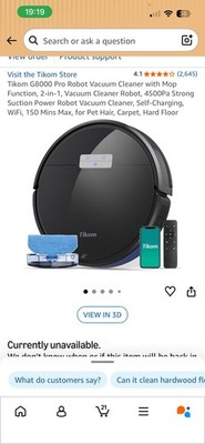 Tikom G8000 Pro Staubsaugerroboter Wischfunktion WLAN 150Min HEPA Alexa