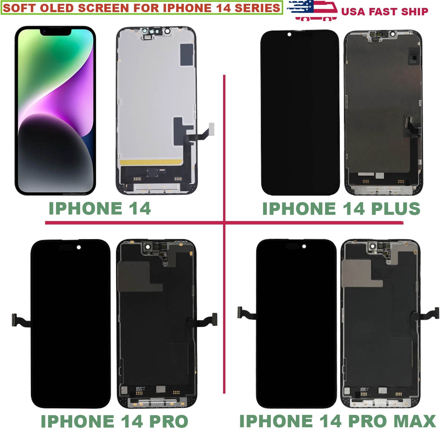 SOFT OLED Screen Replacement For iPhone 14/ Plus/ 14 Pro/ Max (PREMIUM)