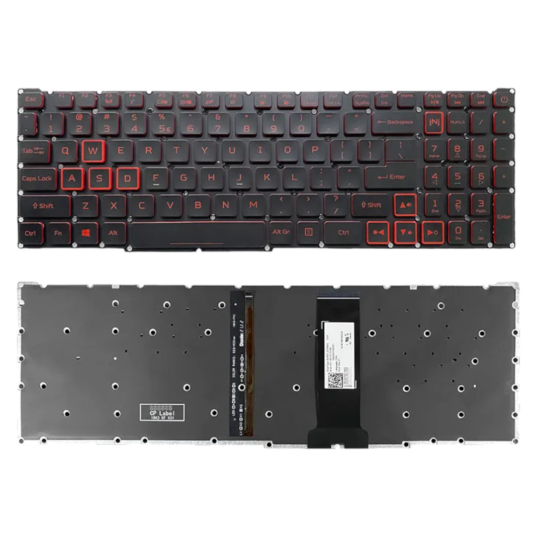 Clavier QWERTY rétroéclairé rouge pour Acer Nitro AN515-54 et AN715-51