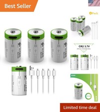 4 Pack CR2 Battery,Rechargeable CR2 3V-3.7v Lithium Batteries, 4 in 1 USB Typ...
