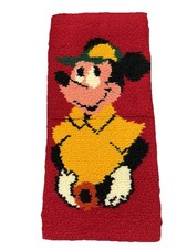 Vintage Mickey Mouse Latch Hook Rug Wall Hanging Completed 32  X 14  