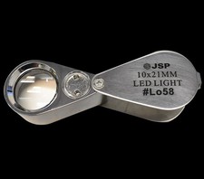 10x Glass Lens Jewelers/Coin Loupe with LED Light - 21mm JSP