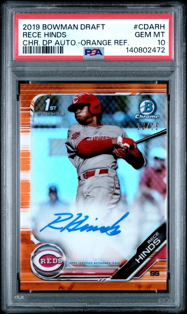 2019 Bowman Chrome Rece Hinds Orange Refractor 1st Auto /25 PSA 10 Gem Mint