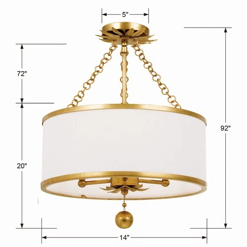 Broche 3-Light 14" Ceiling Light in Antique Gold - Picture 5 of 7