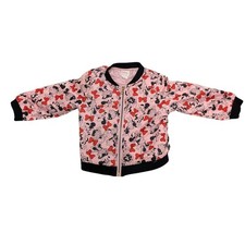 Disney Tutu Couture Minnie Mouse Bomber Jacket Girls 2T Red Bow Print Zip Up