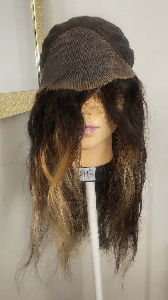 Peluca de encaje de cabello humano virgen 150 % con resaltador rubio marrón de 24" de alta calidad  Foto 4 de 4