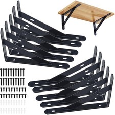 10x  Angle Shelf Supporters Brace Brackets Heavy Duty 20cm Wall Mounted Black