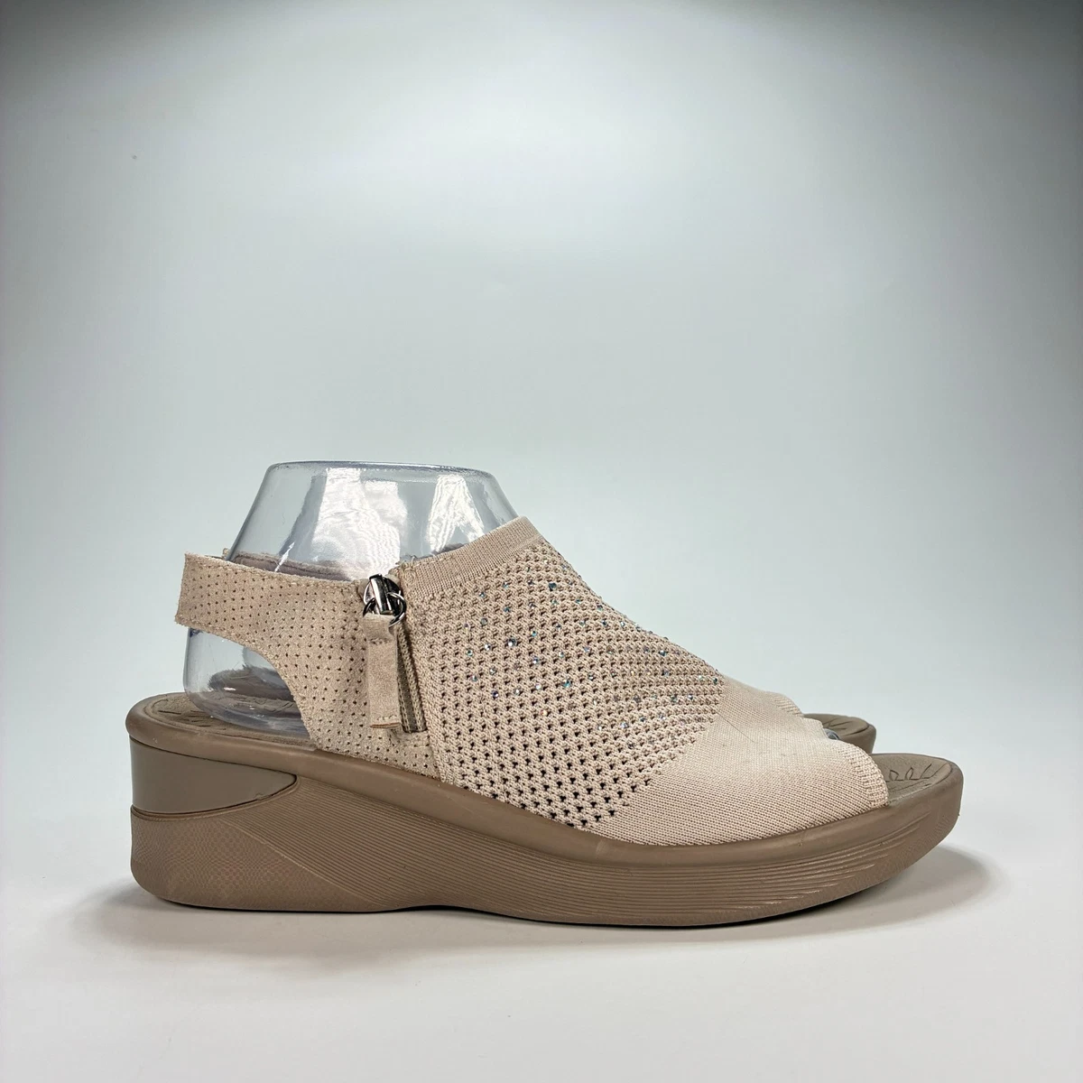 LifeStride Wren Sandali Bassi Donna Con Plateau - Oro Inca, Taglia 41 EU, Chiusura In Velcro, Plantare Imbottito Soft System, Suola Flessibile