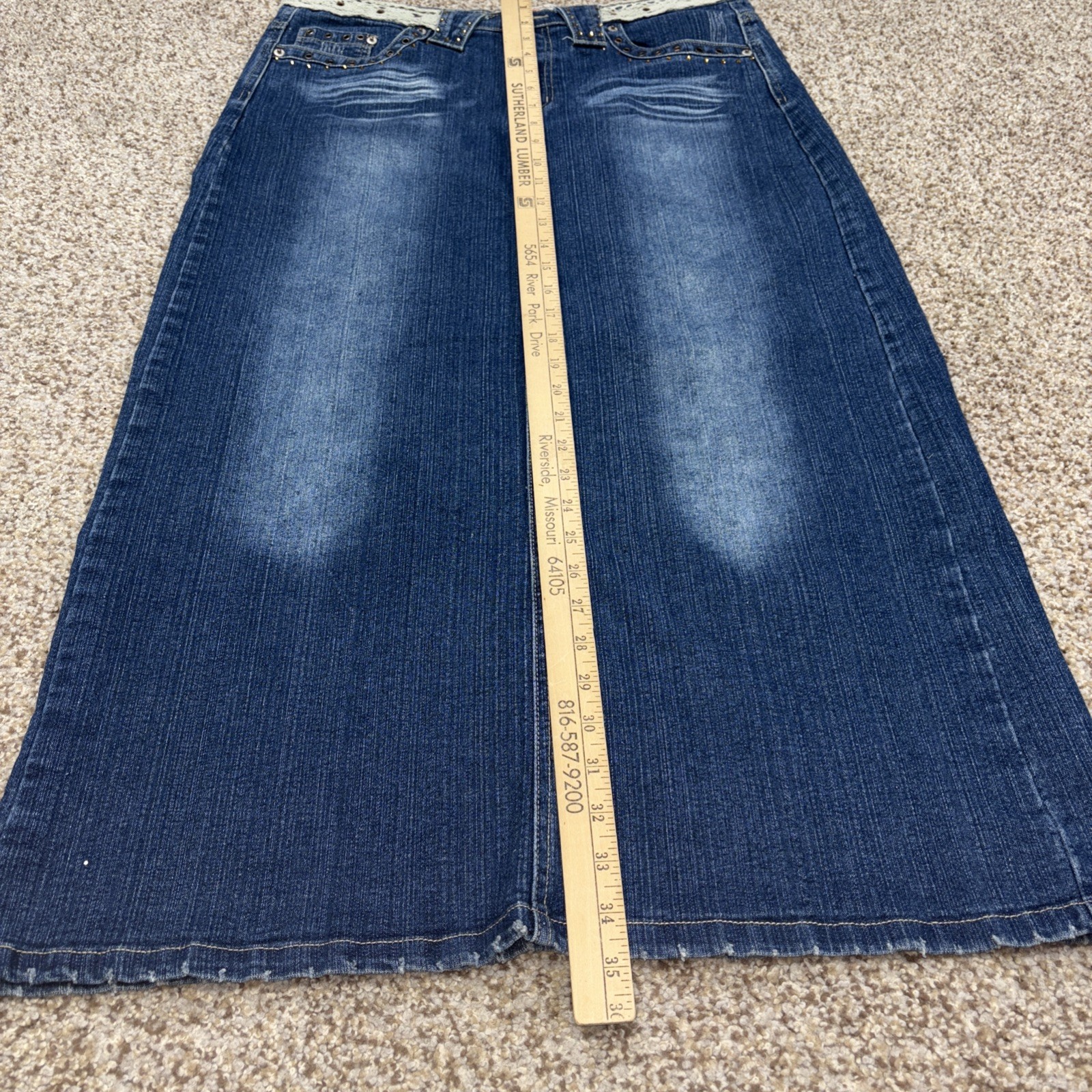 Defuze Jeans Women's Denim Midi Skirt Size 11/12 Y2K Waist 34 - View 7