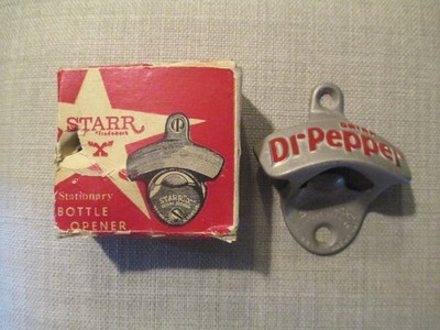VINTAGE DR. PEPPER WALL MOUNT BOTTLE OPENER 'STARR  X' WITH BOX