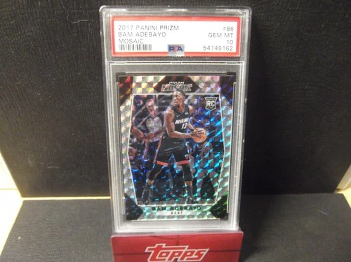 BAM ADEBAYO 2017 PANINI PRIZM BASKETBALL #86 MOSAIC PRIZM RC PSA 10