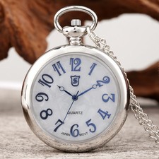 Open Face Analog Pocket Watch Quartz Movement Arabic Number Display Watches Gift