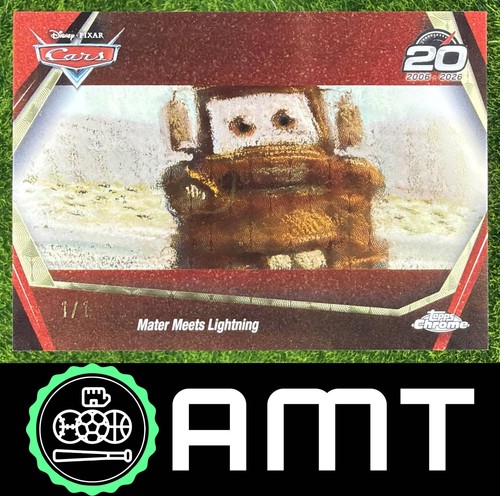 Mater Meets Lightning 2026 Topps Chrome Disney 1/1 Cars 20th SuperFractor CRS-4