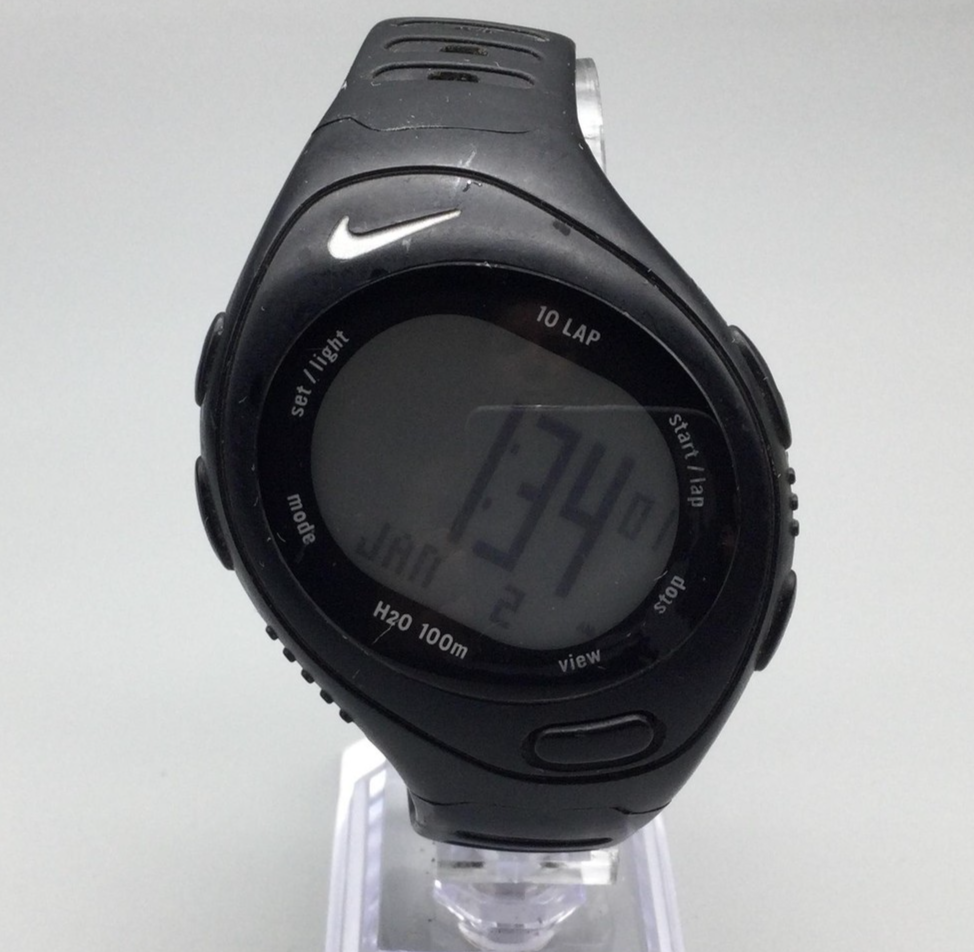 Nike Bowerman Triax Watch 46mm Men Black Digital 10 Lap Wr0125 New