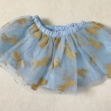 Blue Tulle Tutu Skirt Gold Unicorn Silhouettes from Gymboree 6-12 months New
