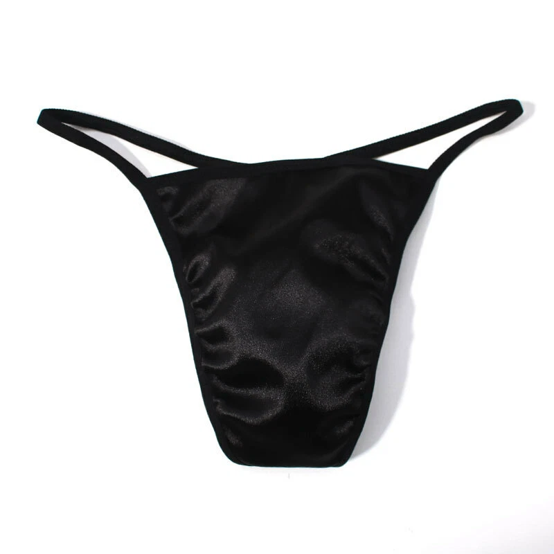 UK Men Sexy Silky Satin Briefs Panties Thong T-back Pouch G-string Underwear - Image 2 of 4