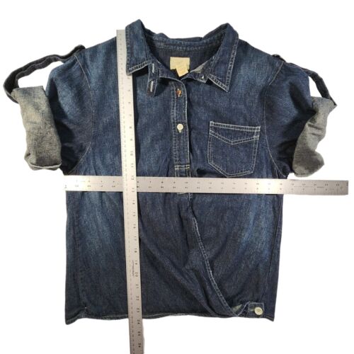 VTG Levis Denim Shirt Womens Small Button-Up Front Drape 3/4 Sleeve Roll Tab - Picture 15 of 17