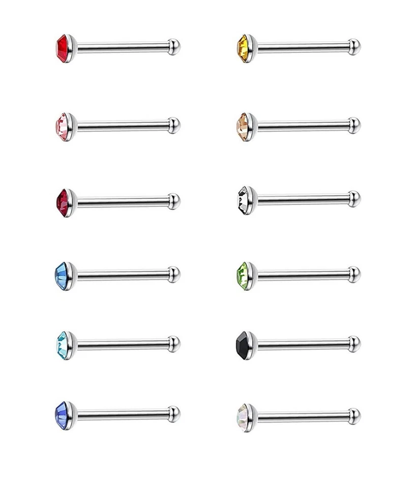 Лот из 5 предметов хирургическая сталь булавка в форме серебра нос кольца случайные цвета запонки 20G - Изображение 4 из 4
