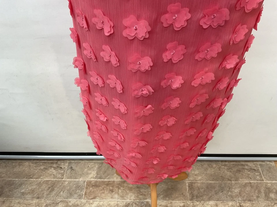 Karl Lagerfield Paris Size 8 Coral Pink Dress With Floral Petals Summer Ware - image 4 of 4