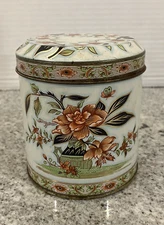 Vintage Tin by The Box Company Daher Floral Round Made in England 3.5" High 1988