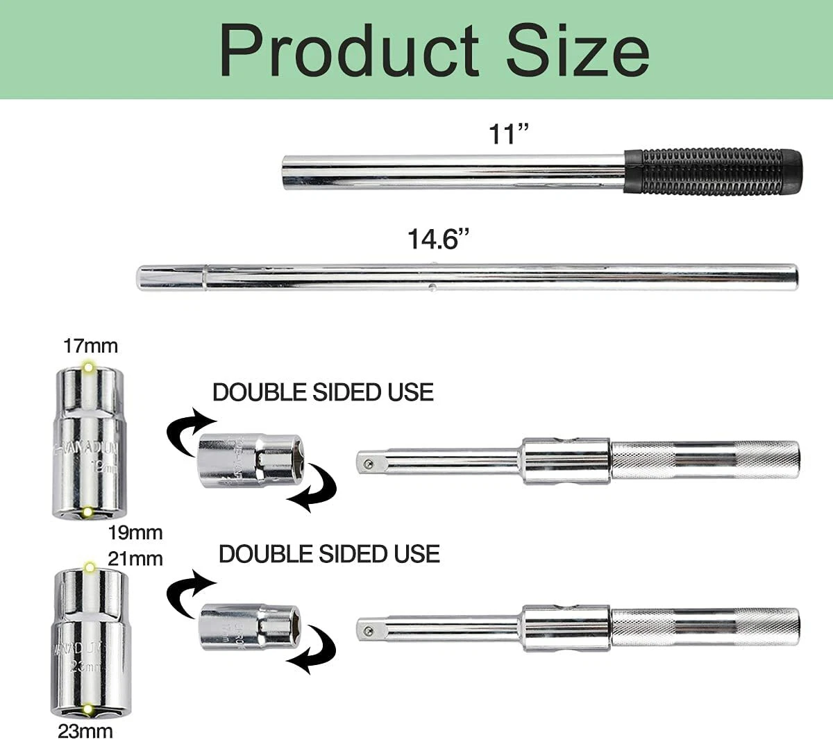 23 Universal Extended Lug Wrench 4 Way Tire Iron Nut Wrench Set