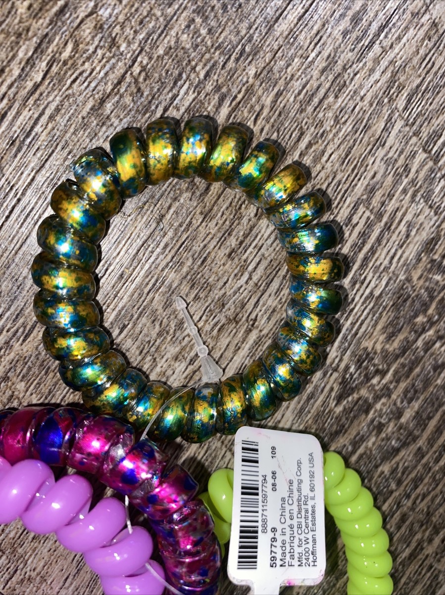 Claire's 4 Pc Hair Tie Ponytail Bracelets Jewelry Set Neon Yellow