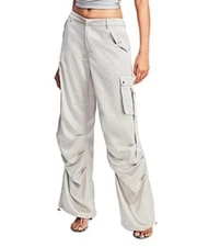 NWT Women Ser.o.ya Lai Satin Cargo Pants Color Sliver Size S