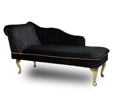 Cambridge Chaise Lounge Black Velvet Tufted Striped Accent Chair