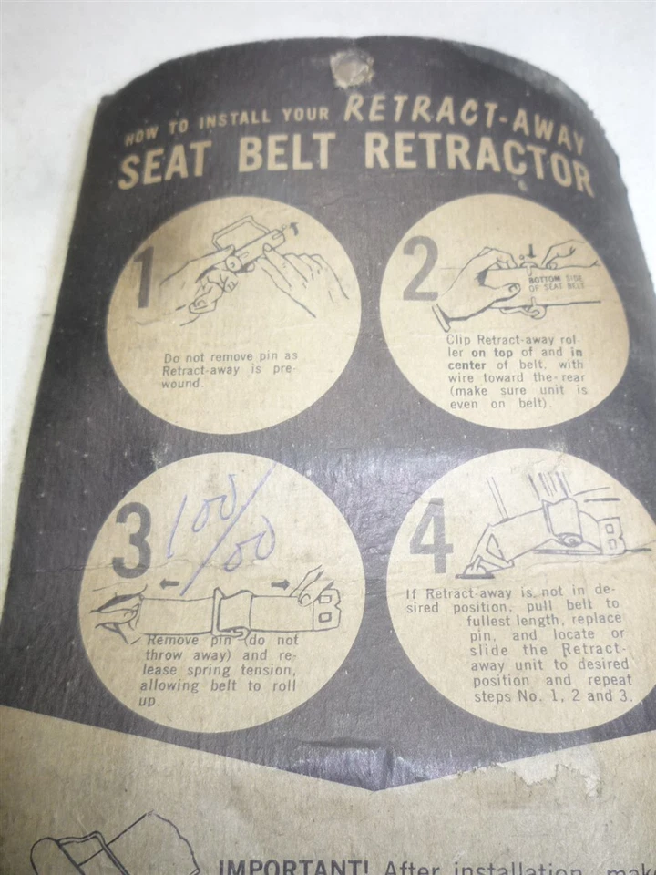 RETRACTORES DE CINTURÓN DE SEGURIDAD VINTAGE AÑOS 60 Chevrolet Ford Plymouth Dodge Cadillac Foto 2 de 2