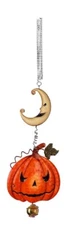 Sunset Vista Designs Metal w/Glass Pumpkin with Moon Bouncy Hanging Decoration