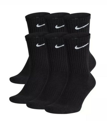 Nike Everyday Plus 6-Pair Pack Crew Cotton Cushioned Dri-Fit Socks 8-12 Black | eBay
