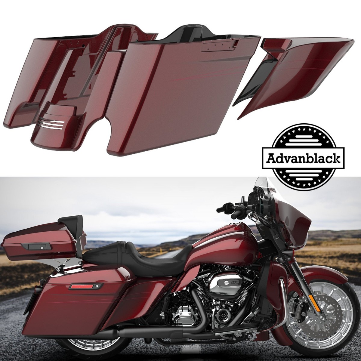 Mysterious Red Sunglo Extended Stretched Saddlebag Pinstripes Fits