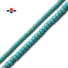 Blue Howlite Turquoise Smooth Rondelle Beads 4x6mm 5x8mm 6x10mm 15.5" Strand