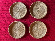 4 SET POTTERY BARN NATURAL 9" WICKER WILLOW ROUND CHARGER PLATES TABLE PLACEMATS
