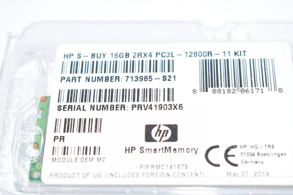 NEW HP 713985-S21 16GB 2RX4 PC3L-12800R MEMORY MODULE  - Image 2 of 2