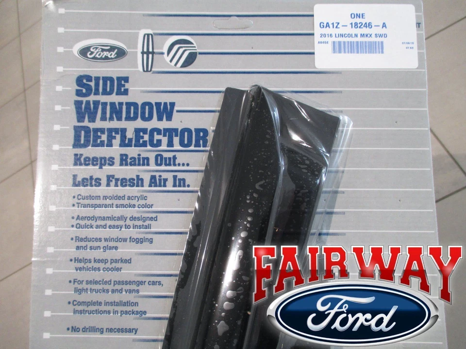 16 thru 22 Lincoln MKX Nautilus OEM Genuine Smoke Side Window Deflector Kit 4-pc - Изображение 3 из 4