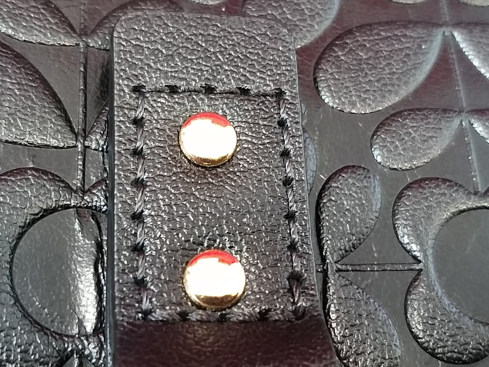 Orla Kiely Flower Stem Black Leather + Toffee Embossed Bag B43