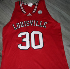 Louisville Cardinals Basketball Game Used Throwback Red Jersey M + 2 #30