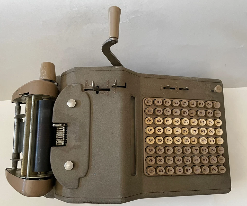 Adding Machine Hand Cranked VTG 1940 - 1950 National or Allen Wales? For Repair - Image 3 of 4