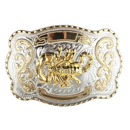 Fibbia cintura animale grande doppio colore scorpione oro per uomo lega cowboy western - Foto 8 di 34