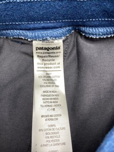Patagonia Mens Mahnya 7” Fleece Shorts Wavy Blue Organic Cotton Sz S - Picture 3 of 3
