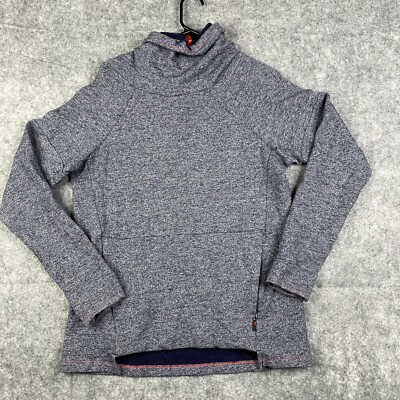 Betabrand Womens  Cowl Neck Sweatshirt Kangaroo Pocket  Blue Medium Cinch