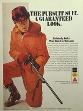 Monsanto Wear-Dated Hunter Safety Blaze Orange Jacket Pant Vintage Print Ad 1971
