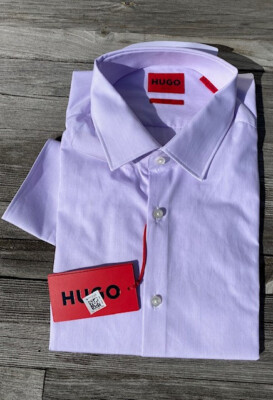 HUGO KENNO MEN'S PASTEL/PURPLE SLIM FIT PINSTRIPE DRESS SHIRT SIZE 41 (16)  $98 | eBay