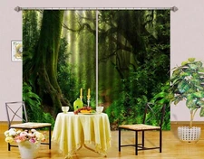 3D Green Trees Leaves ZHUA609 Photo Curtain Window Blockout Fabric Amy 2023
