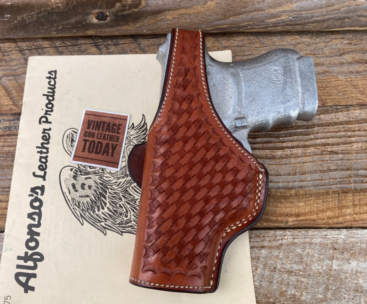 Alfonsos Hollywood Brown Basketweave Leather Lined Holster For