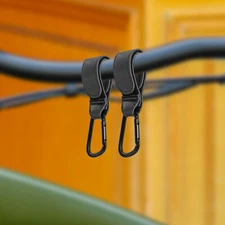 2pcs Baby Stroller Leather Hook Aluminum Carabiner Spring Clip Multipurpose Hook